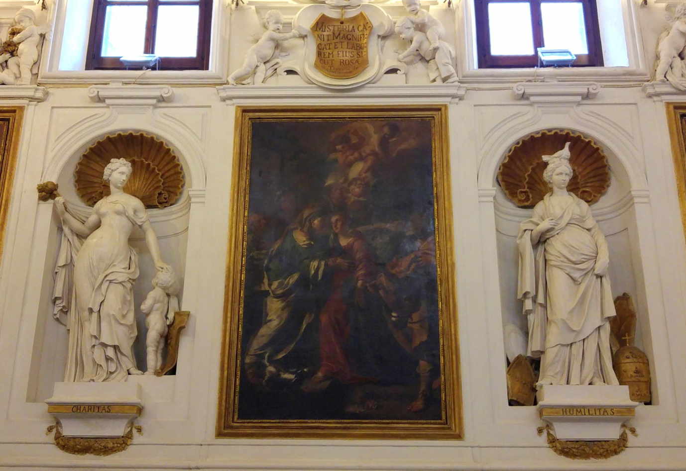 Oratorio de San Domenico - La Visitación con las alegorías de Caridad y Humildad