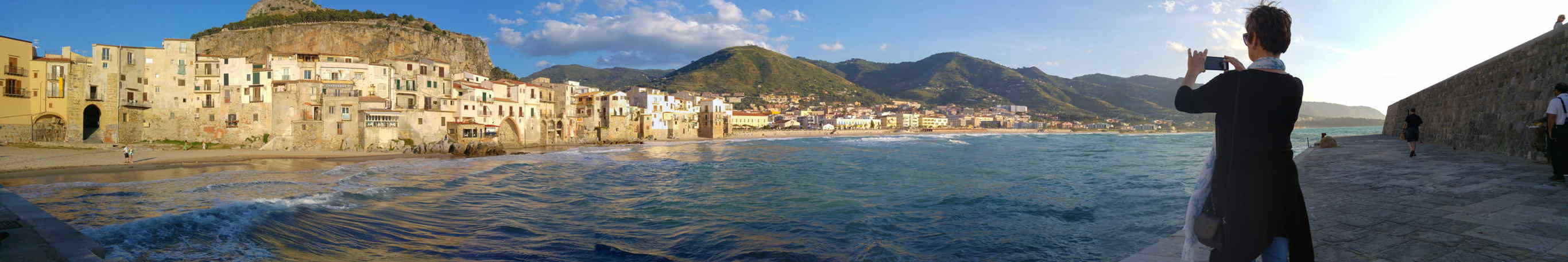 Playa y puerto viejo de Cefalù - Panorámica al atardecer