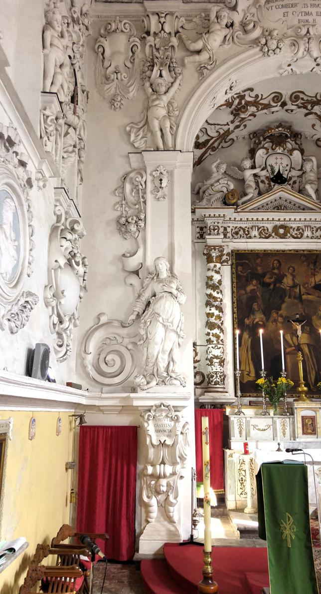 Oratorio del Carminello - detalle del arco frontal del presbiterio