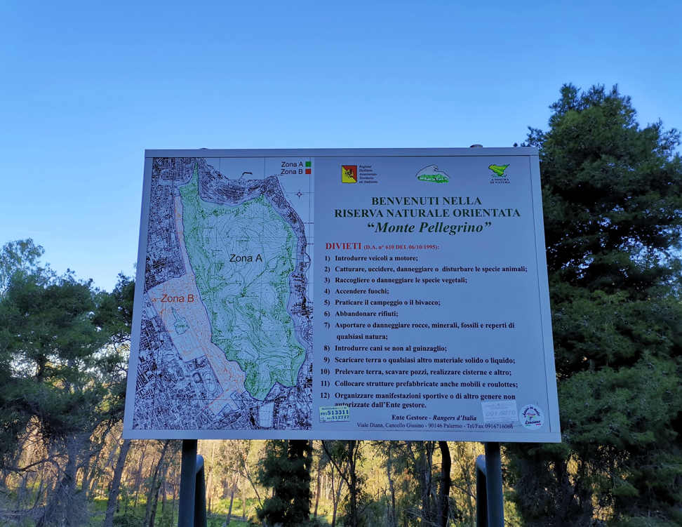 Monte Pellegrino - Cartel de la Reserva Natural