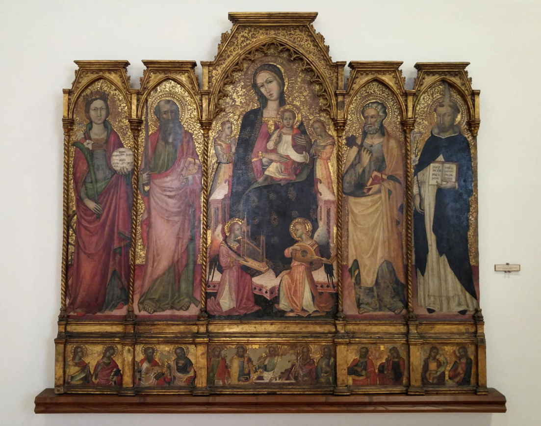 Palazzo Abatellis - Virgen en el trono entre los Santos Catalina de Alejandría, Pablo, Pedro y Domingo