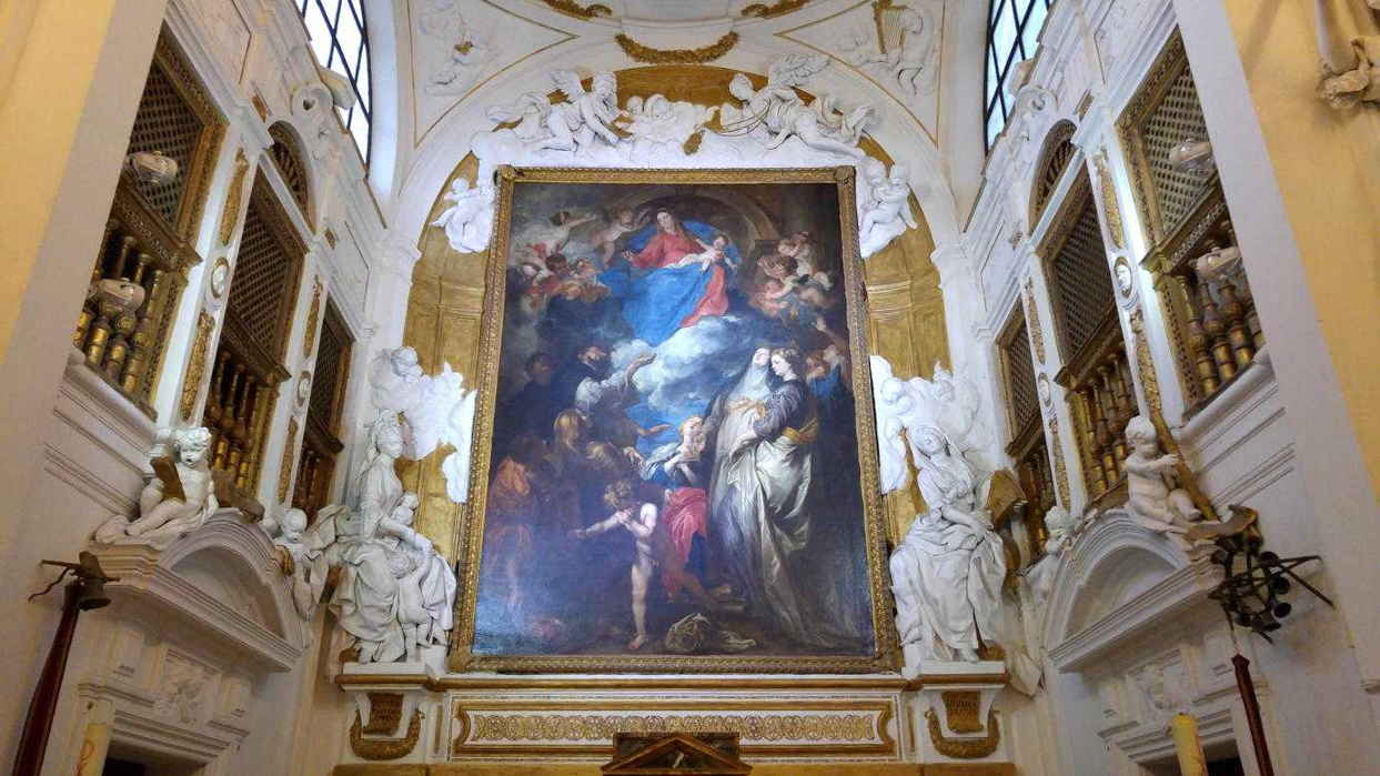 Oratorio de San Domenico - detalle presbiterio con cuadro de Anton van Dyck