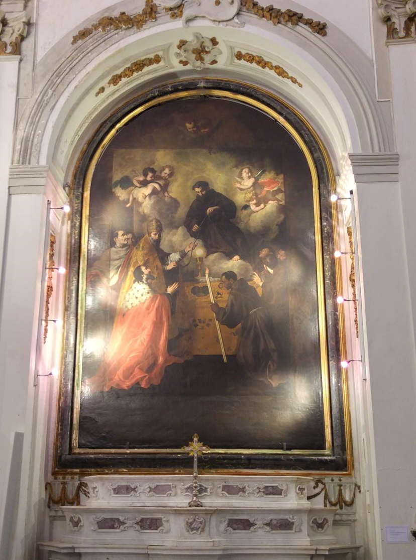 Santa Maria di Monte Oliveto - San Francisco de Asís entrega el cordón de la Orden a San Luis de Francia